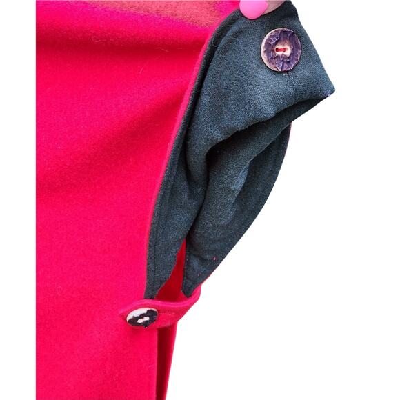 VTG 1970s Salzburg Austria Red Wool Cape Cloak Hooded Embroidered 38 - Picture 11 of 16